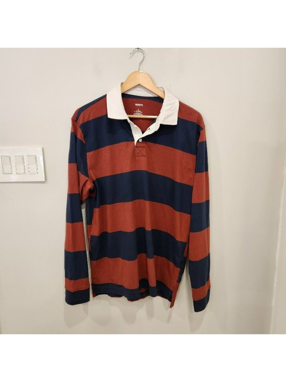VTG Sonoma Rugby Shirt Men's L Red Black Colorblock Thick Preppy Y2k 2000s Faded